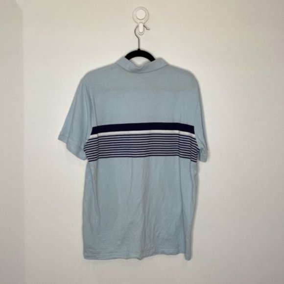 Puma Men Blue White Striped Collared Button Down Polo Short Sleeve Shirt Size XL - Picture 5 of 11